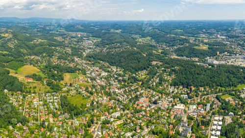 Preview: Graz, Austria. Panorama Of The City. Aerial View Of The City And Its Surroundings