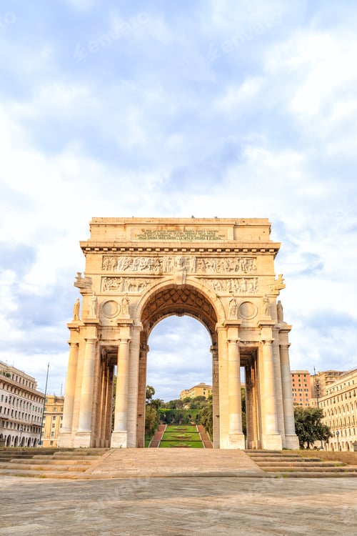 Preview: Italy, Genoa. Arch Of Victory. Text In En: Genoa. The Sons Dead For The Homeland Fighting On The