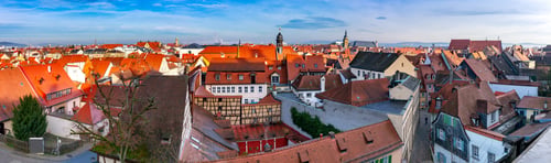 Preview: Panoramic Aerial View Of The Old City At Sunset. Bamberg. Bavaria Germany.
