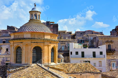 Preview: Panorama Of Modica Seen From The Bell Tower Of San Giorgio Sicily Italy
