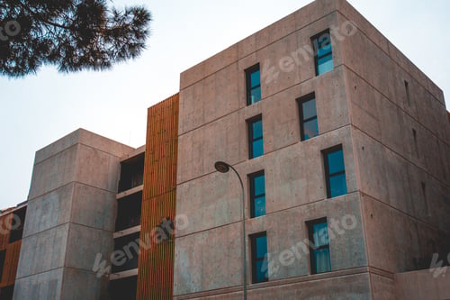 Preview: Modern Marble Office Building With Tree On The Side