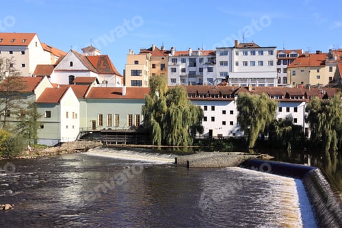 Preview: The Colorful Autumn Medieval Town Pisek In Czech Republic Above The River Otava