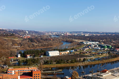 Preview: Winter Prague City From The Hill Baba In The Sunny Day, Czech Republic