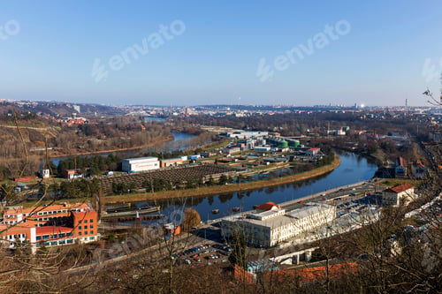 Preview: Winter Prague City From The Hill Baba In The Sunny Day, Czech Republic