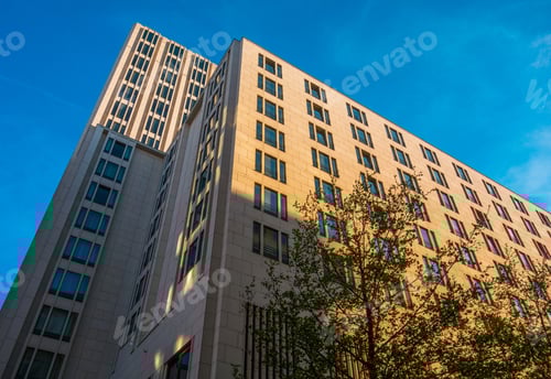 Preview: Big Finance Buidling In Warm Sunlight