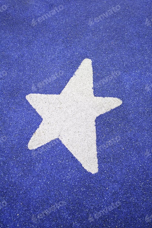 Preview: Painted White Star On Blue Ground, Sky And Space