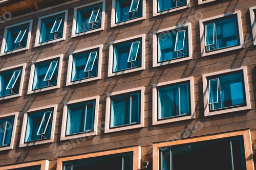 Preview: Brown Office Facade With Square Windows
