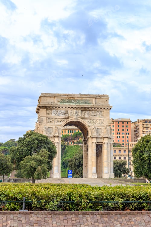 Preview: Italy, Genoa. Arch Of Victory. Text In En: Genoa. The Sons Dead For The Homeland Fighting On The