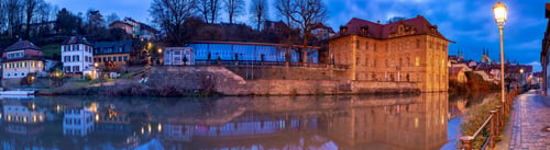 Preview: Panorama Of The City Promenade At Sunset In The Old City. Bamberg. Bavaria Germany