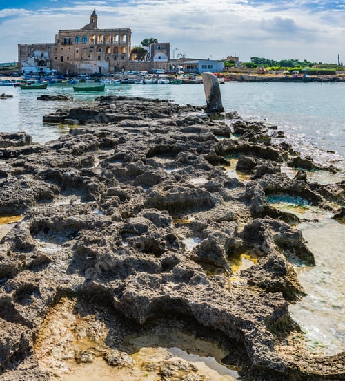 Preview: Monastery And Boats Frame The Bay Of San Vito.