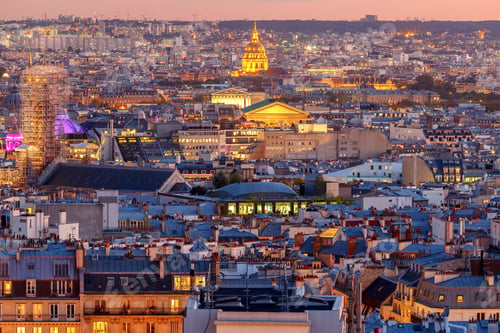 Preview: Paris. Aerial View Of The City At Sunset.