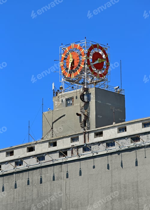 Preview: Big Clock At Building In Port Of Piraeus