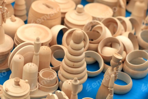 Preview: Carved Wooden Items On A Stall In The Market