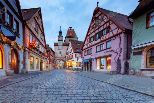 Preview: View Of The Stone Towers And Medieval Buildings In The Historic City. Rothenburg Ob Der Tauber