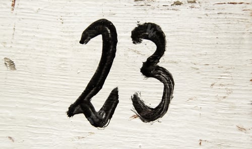 Preview: Number Twenty-Three In Painted Wood, Symbol And Address