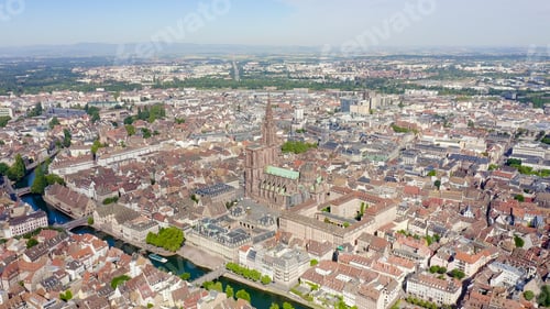 Preview: Strasbourg, France. The Historical Part Of The City, Strasbourg Cathedral, Aerial View