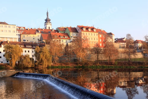 Preview: The Colorful Medieval Town Pisek With Gothic Deanery Church Above The River Otava