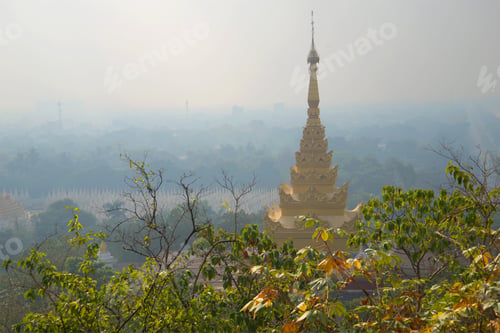 Preview: Morning Mist Over The City Of Mandalay. View From The Sacred Hill. Burma