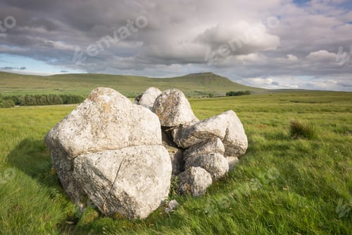 Preview: Limestone Boulders And Ingleborough In The Yorkshire Dales
