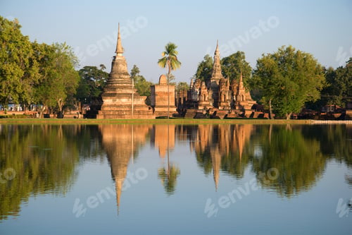 Preview: Ruins Of Ancient Buddhist Temples In The Light Of The Evening Sun. Sukhothai Historical Park