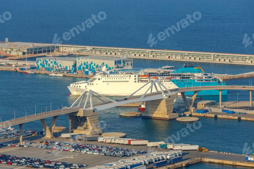 Preview: Aerial View Of The Seaport From The Hill Of Montjuic. Barcelona. Spain.