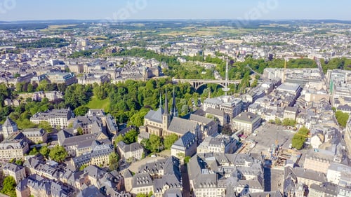 Preview: Luxembourg, Historical City Center In The Morning, Aerial View