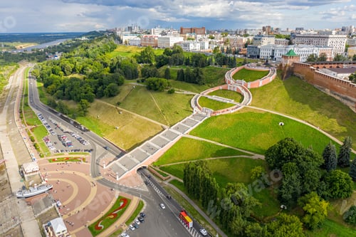 Preview: Nizhny Novgorod, Russia. Aerial View Of The Chkalovskaya Stairs