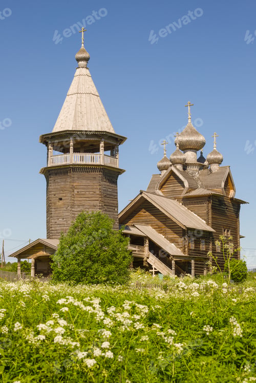 Preview: View Of The Wooden Church Of Dmitry Solunsky On A Sunny June Day. Village Shcheleiki, Leningrad