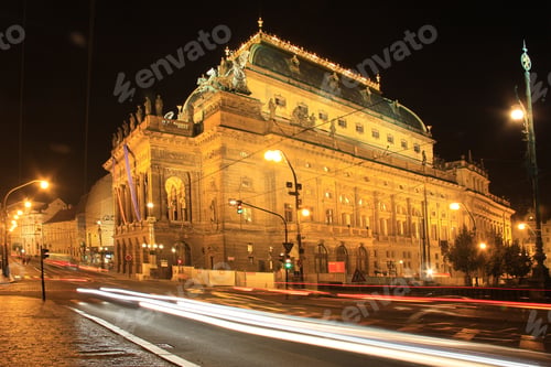Preview: The View On Prague National Theatre In The Night, Czech Republic