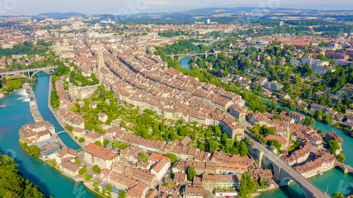 Preview: Bern, Switzerland. Historic City Center, General View, Aare River, Aerial View