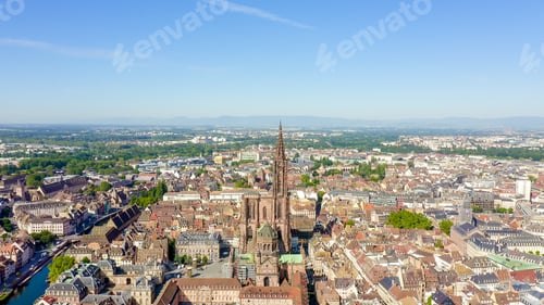 Preview: Strasbourg, France. The Historical Part Of The City, Strasbourg Cathedral, Aerial View