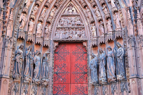 Preview: Strasbourg, France. Detail Design Of The Facade Strasbourg Cathedral (The Cathedral Of Our Lady Of