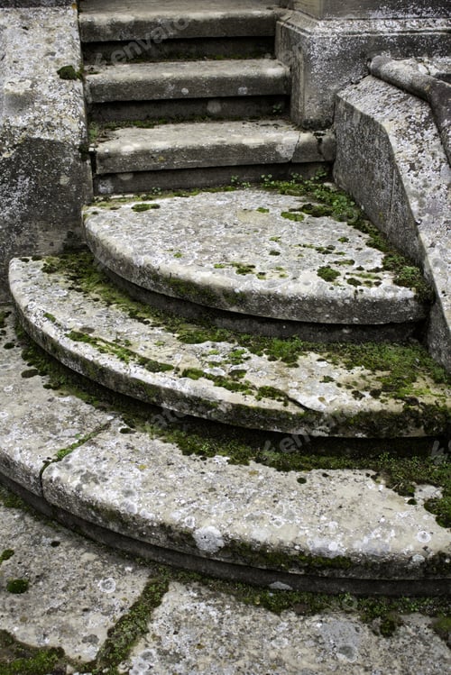 Preview: Stone Staircase With Moss, Construction And Architecture