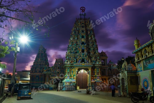 Preview: Evening At The Ancient Hindu Temple Sri Bhadrakali Amman Kovil (Kali Kovil). Trincomalee, Sri Lanka