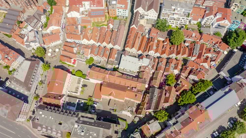 Preview: Bremen, Germany. Bremen Schnoor ( Schnoorviertel ). View In Flight, Aerial View