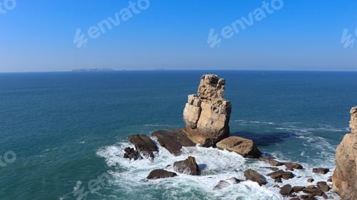 Preview: Amazing Rock Formation With The Ocean In Background. Portuguese Coastline In Peniche, Portugal