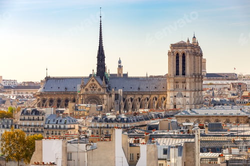 Preview: Paris. Scenic Aerial View Of Notre Dame Cathedral.