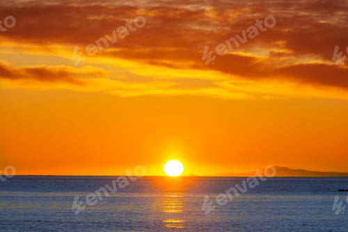 Preview: Scenic Colorful Sunset At The Sea Coast. Good For Wallpaper Or Background Image. Beautiful Nature