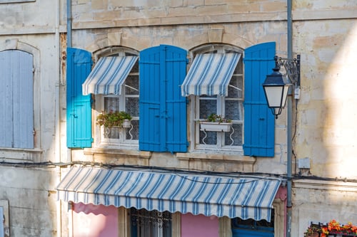 Preview: Windows With Blue Blinds At House In Arles France