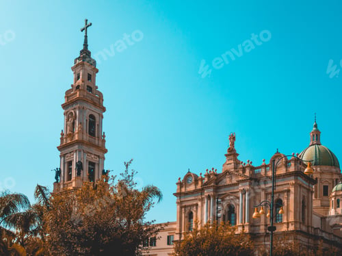 Preview: Famous Church At Pompeii With Clean Blue Sky