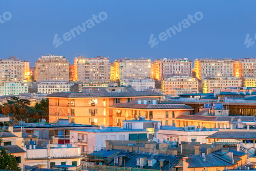Preview: Aerial View Of The Genoa In Night Lighting At Sunset.