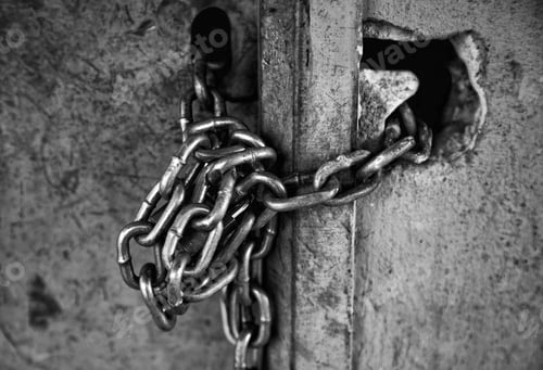 Preview: Metal Chains In Closed Door, Construction And Architecture