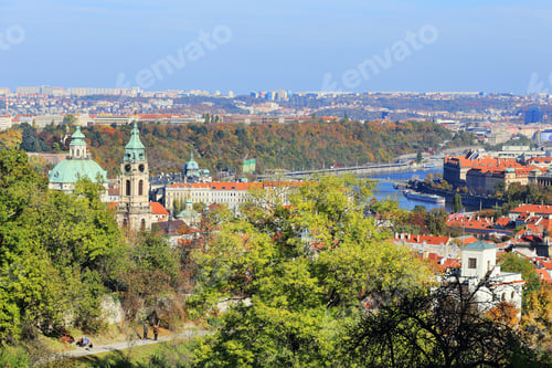 Preview: View On Colorful Autumn Prague City With Its Towers And Historical Buildings, Czech Republic