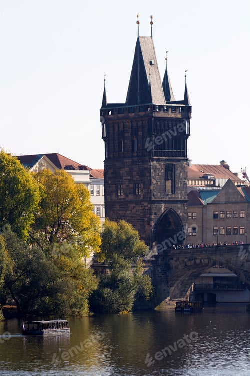 Preview: Autumn Prague Old Town With Charles Bridge In The Sunny Day, Czech Republic