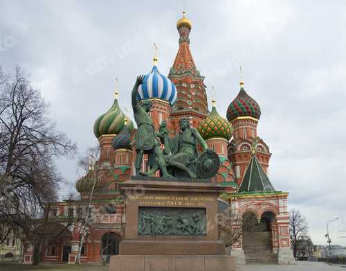 Preview: Monument To Minin And Pozharsky On The Background Of St. Basil'S Cathedral. Moscow