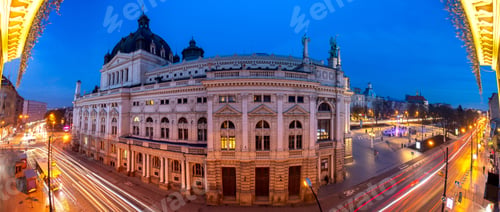 Preview: Panoramic Photo Of The Opera And Ballet Theater In Night Lighting At Sunset. Lviv. Ukraine.