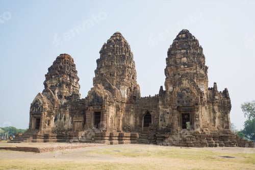 Preview: Ruins Of The Ancient Khmer Temple Wat Phra Prang Sam Yot Solar Dneim. Lopburi, Thailand