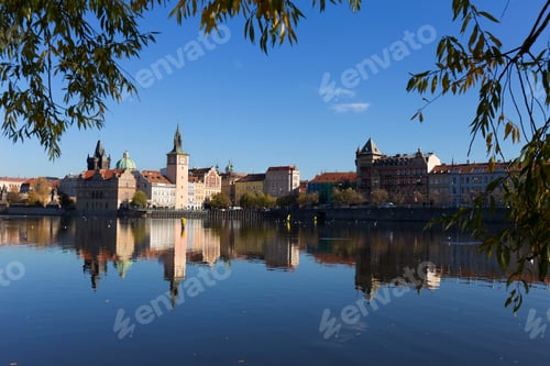 Preview: Colorful Autumn Prague Old Town Above River Vltava, Czech Republic