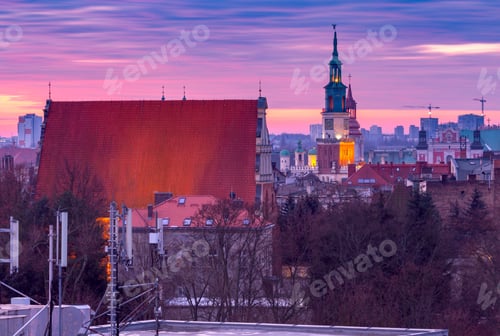 Preview: Scenic Aerial View Of The City At Sunrise. Poznan. Poland.