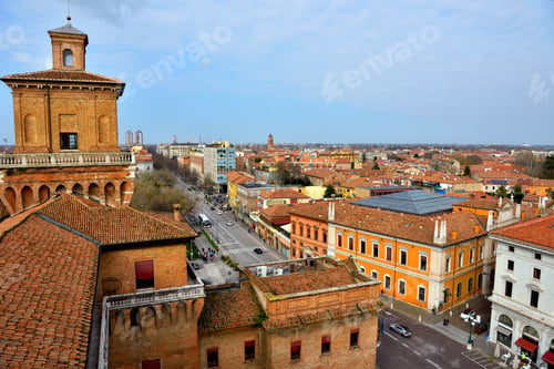 Preview: Panorama Of The Historic Center Seen From The Este Castle Ferrara Italy